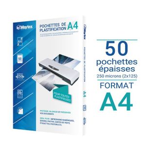 Fellowes Pochette De Plastification A4 | 80 microns, Format A4 - Pack de  100 Feuilles, Plastifieuse A4 - Technologie ImageLast Finition Brillante