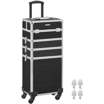 Valise Cosmétique Arebos 26L Aluminium - 13 Compartiments, Serrure, Sangle - Argent - Parfaite Maquillage Et Voyage