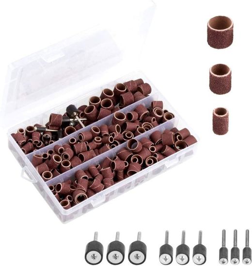 Kit Tambour Ponceuse 132 Pièces - Bandes Abrasives & Mandrins Caoutchouc - Pour Outils Rotatifs