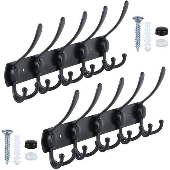 Porte-manteau De Porte SOTECH Linea I - 6 Crochets, Acier Inox Noir Mat, Pour Portes Avec Feuillure (max 16mm) Brosse Vetement Porte-manteau De Porte SOTECH Linea I - 6 Crochets, Acier Inox Noir Mat, Pour Portes Avec Feuillure (max 16mm) Brosse Vetement
