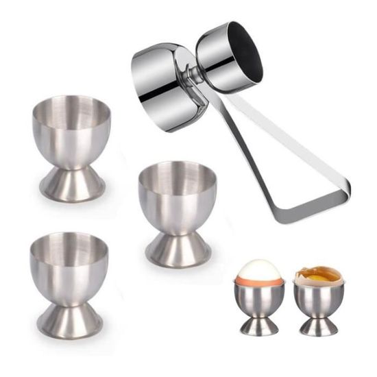 Lot De 6 Coquetiers En Acier Inoxydable Empilables - Porte-Œufs Rond Argenté