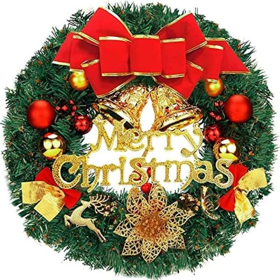 Couronne De Noël Lumineuse BBLTIFF 35cm - 30 LED, Boules, Pommes De Pin - Décoration Porte Ou Mur