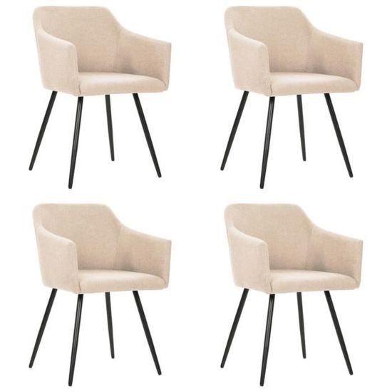 🎊MGQ@Ergonomique-Lot de 4 chaises de salle à manger - Style contemporain Scandinave chaise Cuisine 4 pcs Crème Tissu2500