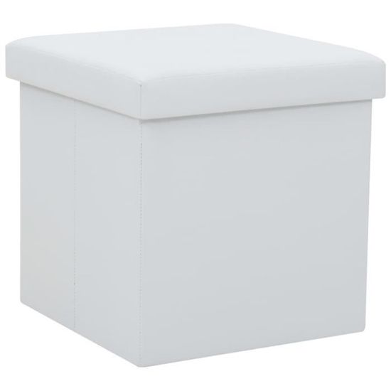 Pouf De Rangement Capitonné En Similicuir - Banc Avec Couvercle à Charnière, Capacité 136 Kg, Gris
