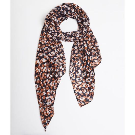 Écharpe Femme Motif étoilé - 175x72 Cm, Franges, 70% Matière Recyclée, Couleur Vive Pour Tenue D'hiver