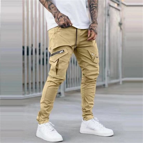 Jean Homme Balmain — Taille 36, Noir, Coupe Straight, Cargo à Poches Zippées, Neuf Sans étiquette