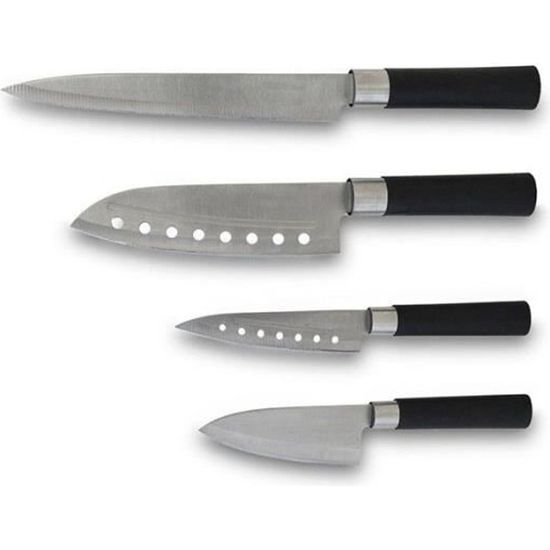 Set de 4 couteaux professionnels de style japonais pour usage domestique – Set de couteaux 4 Santoku