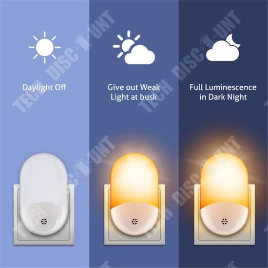 TD® Veilleuse Enfant (2pcs) Veilleuse LED avec Prise Murale et Capteur Automatique de Lumière, Idéale pour la Chambre de Votre