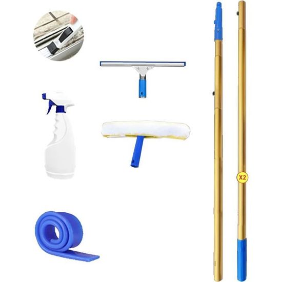 Raclette à Eau/serpillère 43 Cm Avec Manche Allongé (147 Cm), Raclette Double En... | Bol