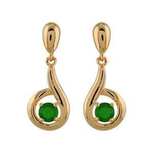 Boucles D'oreille Plaqué Or En Forme De Fleur Blanche Et Verte - Occasion, Style Bohème
