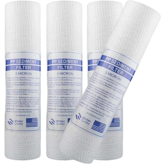 Pack 5 Cartouches Filtre à Sédiments 10" 1 Micron – Filtration Eau Pure NSF Certifié