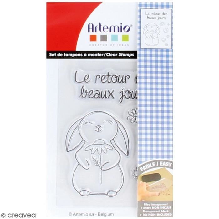 Tampon clear Artemio - Retour des beaux jours - 8 pcs ampon transparent Artemio, idéal pour scrapbooking, carterie et Home Deco :