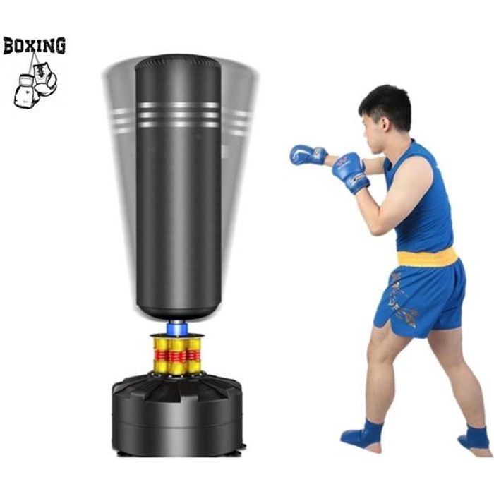 PRO Sac De Frappe Boxe Sur Pied 175 CM Punching Ball Base à ressort ABS Adultes NOIR