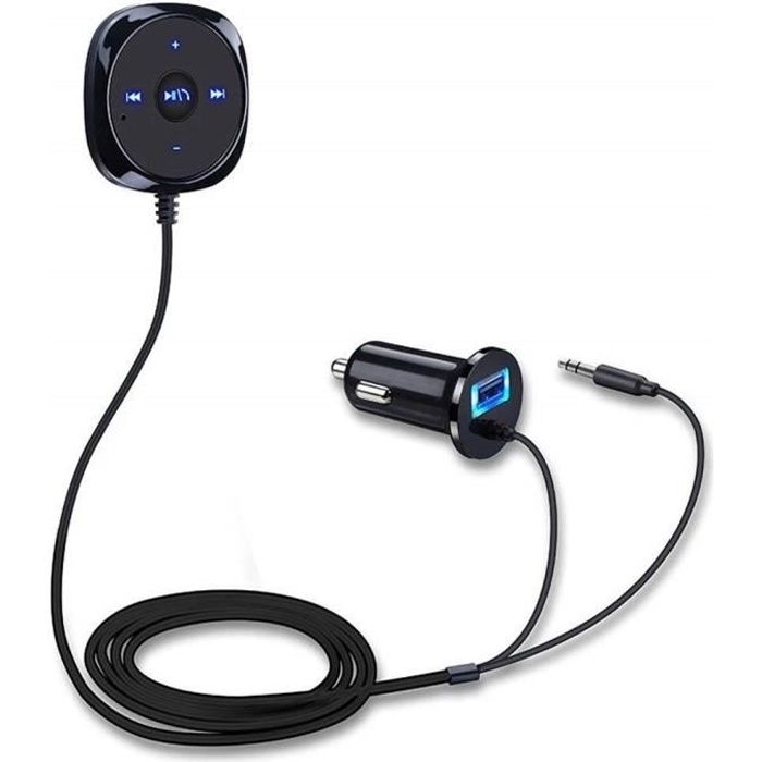 Kit de Voiture Bluetooth, Kit Mains Libres Voiture sans Fil Adaptateur Audio avec Chargeur USB de Voiture 5V/2.1A Port