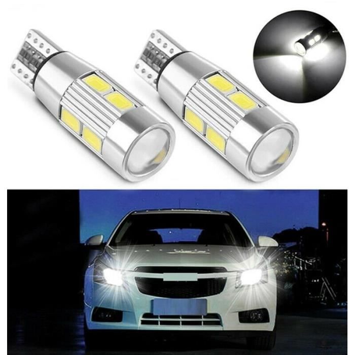 LED T10 W5W Ampoules Veilleuses 10 leds SMD blanc xenon 6000K Canbus Loupe 12V