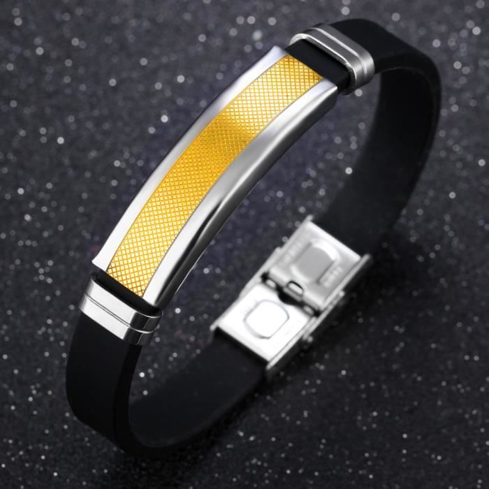 ORGANGONFAND Bracelet homme-Acier au titane - Personality Fashion - Bracelet en silicone