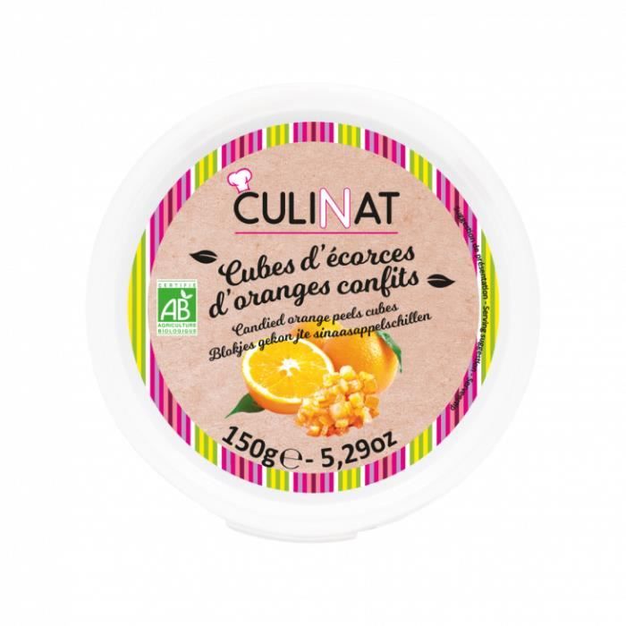 Cubes d'écorces d'oranges Bio confits Culinat 150g