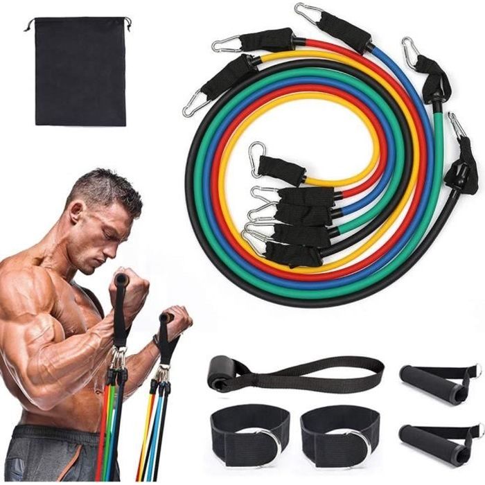 Bande Elastique Musculatio Bandes de Résistance Elastiques Musculation Elastique de Resistance pour L'entraînement 11 PCS