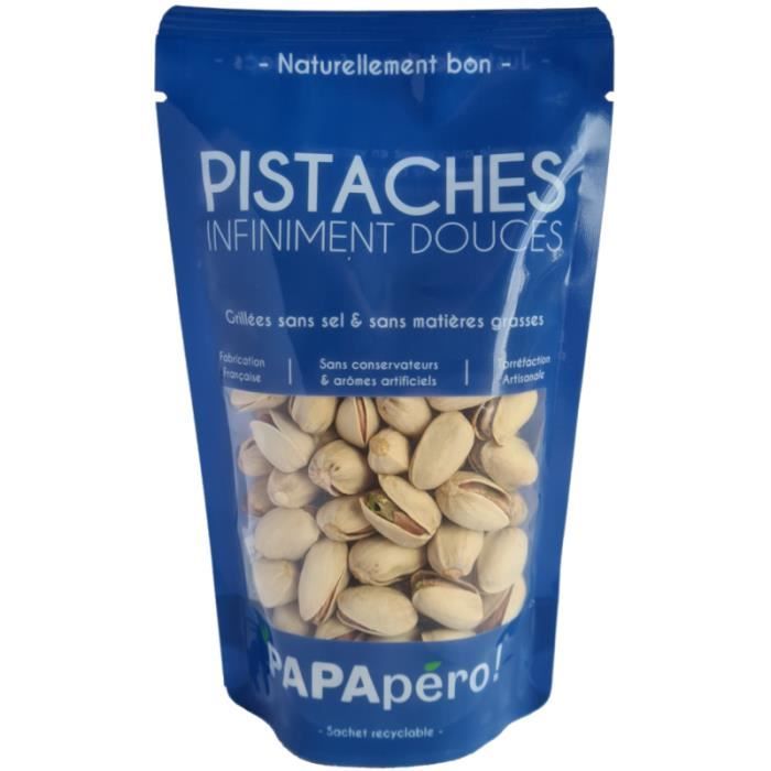 Pistaches infiniment douces - Grillées sans sel & sans matières grasses - 90gr - PAPApéro !
