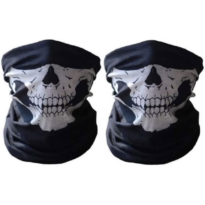 Lot de 2 Bandanas de Moto sans Couture - Masque de Tête de Mort - Noir - VIPITH
