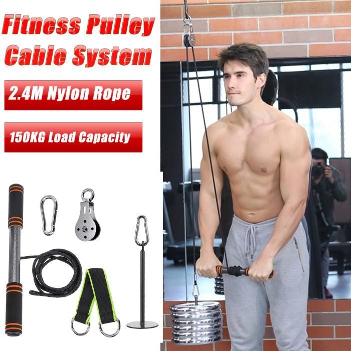 Poulie De Fitness Système De Câble Entraînement 2.4m Corde Max 150kg