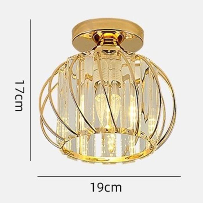 Plafonnier en Cristal Ampoule E27 Dimmable 3 Couleurs Blanc Chaud Blanc Neutre Blanc Froid Métal Plafonnier Pour Couloir 12W - Doré