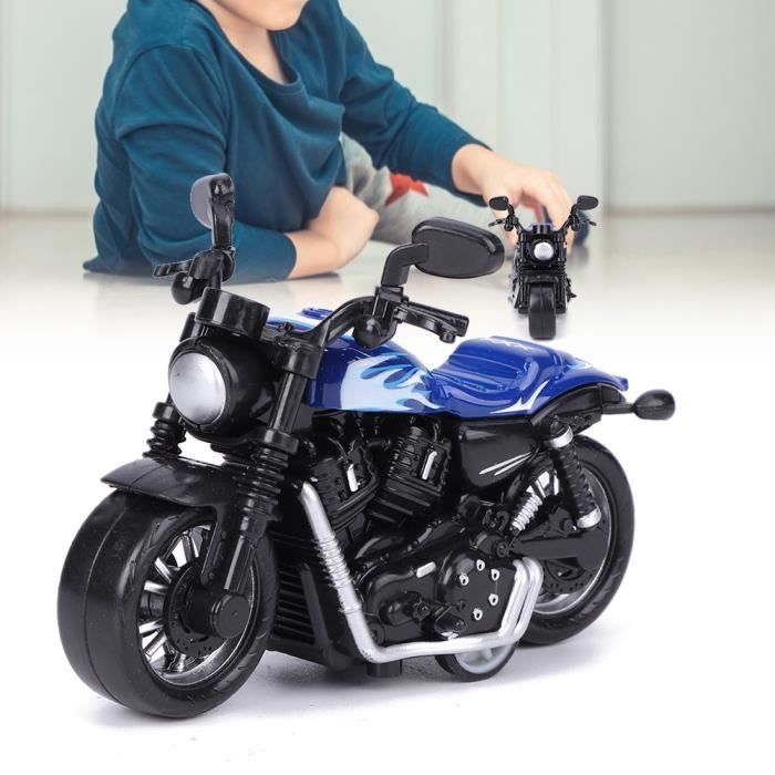Modèle de jouet de moto en alliage de hautement simulation jouet de véhicule à tirer pour enfants(Bleu )-NIM