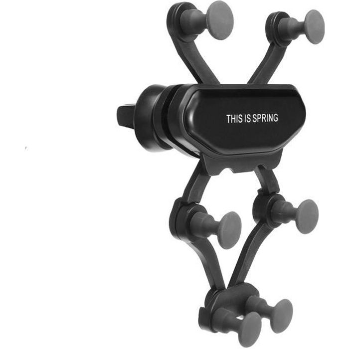 Support Voiture Téléphone Gravité Fixation Grille d'aération et Orientable Noir