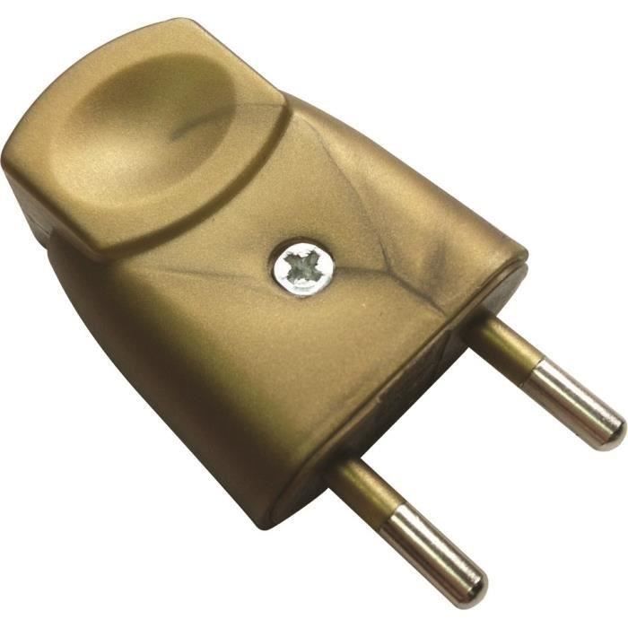 VOLTMAN Fiche électrique mâle - 6A - 2P - Or (Lot de 3)
