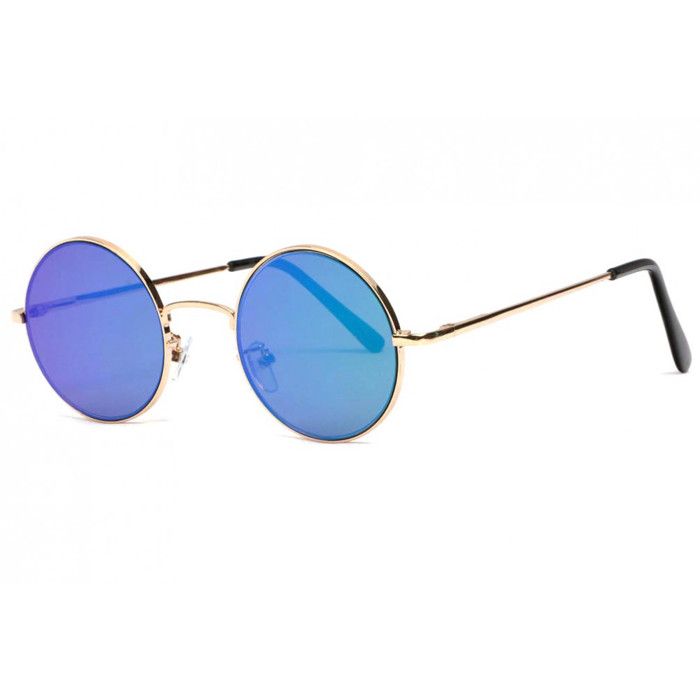 Lunettes de Soleil Miroir Rondes Bleues Homme et Femme Ocky - Taille unique - Bleu