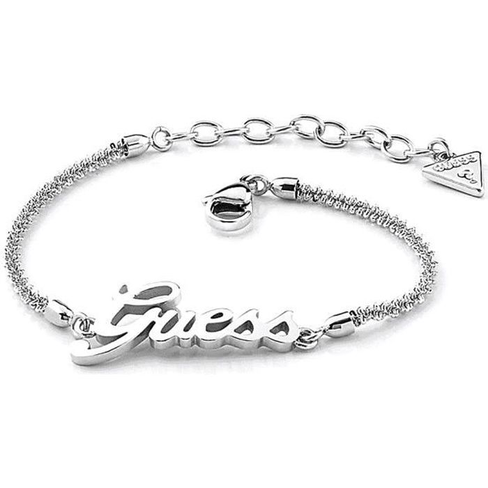 Bracelet Devinez Logo puissance UBB79102-S rhodium logo diamant chaîne en acier inoxydable plaqué mousquetons