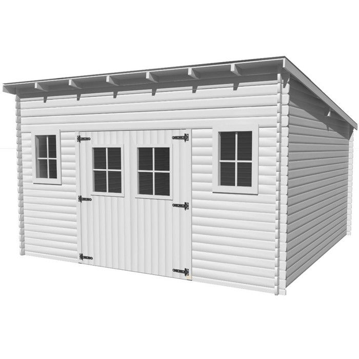 Abri de jardin en bois madriers massif 17,33m² toit mono pente multidirectionnel