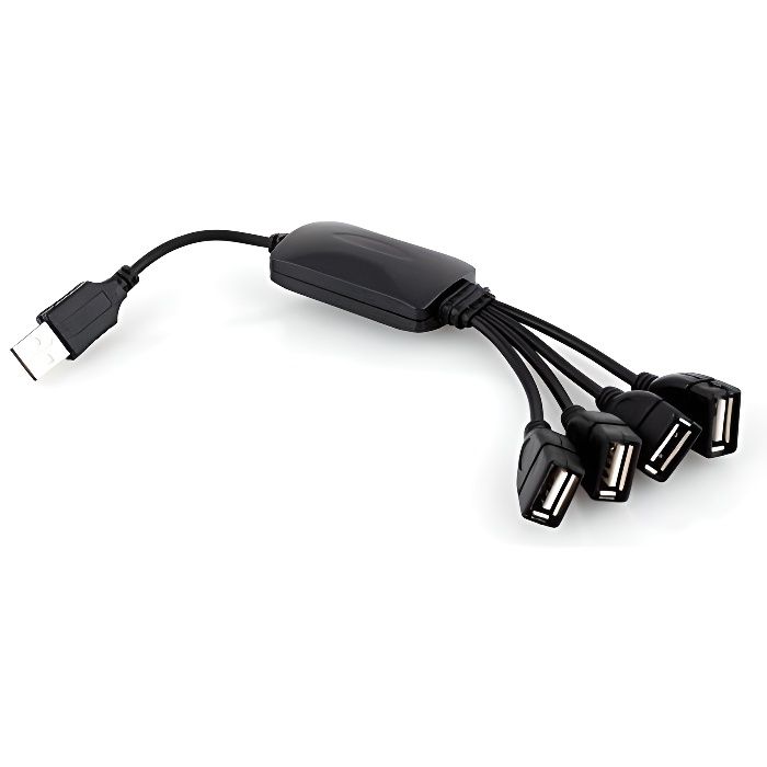 HUB répartiteur adaptateur USB 2.0 Flexible 4 Ports pour portable et PC
