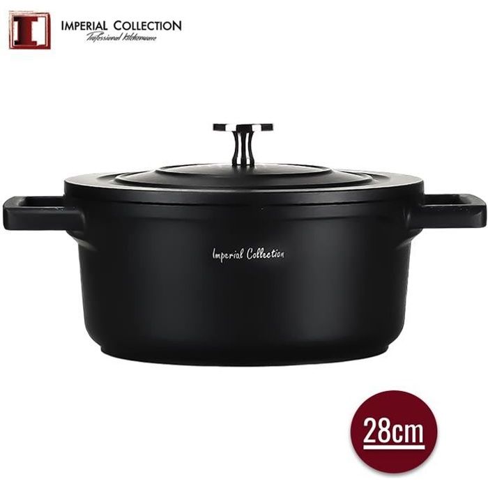 Home impex@Faitout/Cocotte D28 Pierre Tous Feux Dont Induction sans PFOA Cuisson sans Matière Grasse Revêtement en Greblon C3+