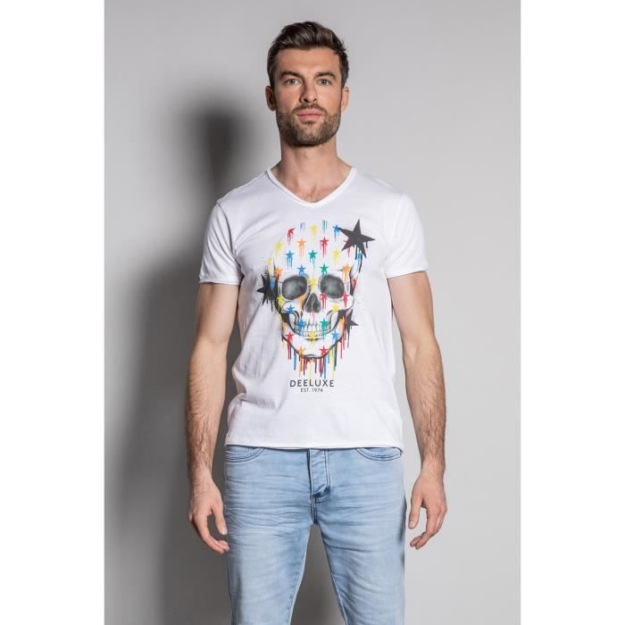 DEELUXE T-shirt à photo tête de mort DRIPPY White