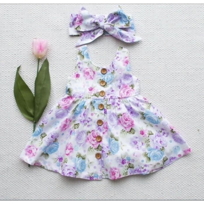 ROBE SOIE ENFANT FILLE 5-6 ANS MOTIF FLORAL
