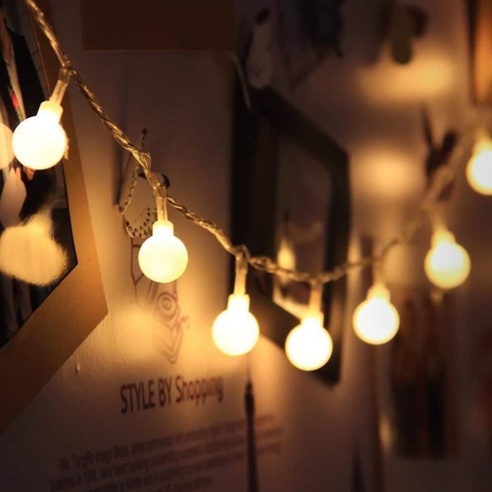 Guirlande lumineuse à piles petits boules 30 LED blanc chaud décoration romantique pour fête Noël mariage anniversaire