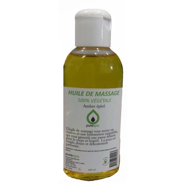 Huile de massage 100% végétale parfum AMBRE ÉPICÉ 100ml