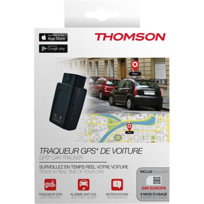 THOMSON Traqueur De Voiture GPS Avec Carte Sim Europe - Noir