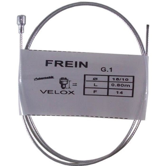Câble de frein avant VELOX vélo vintage ADAPTABLE acier 0.8 m 1.5 mm embout