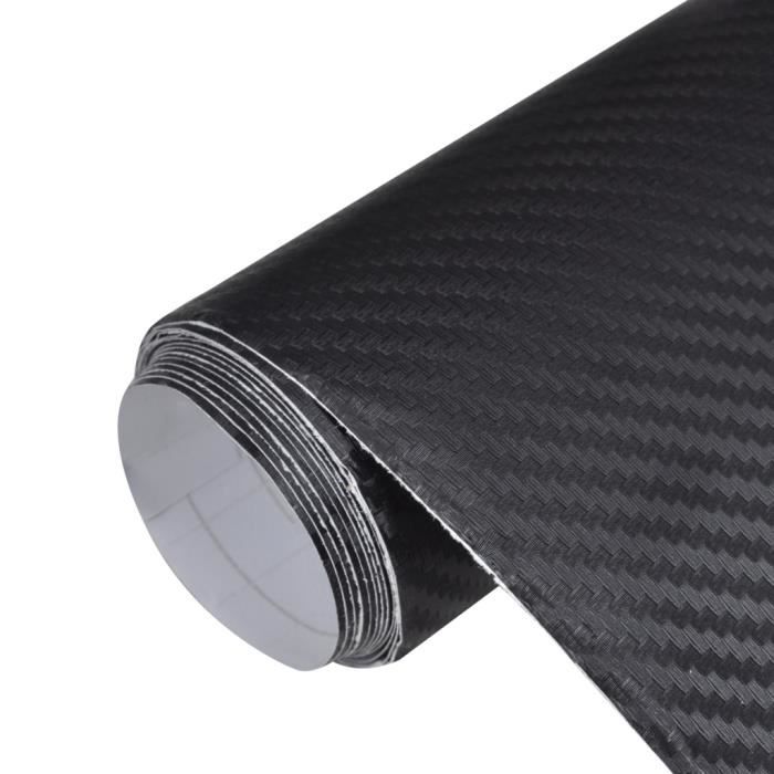 vidaXL Film de voiture Vinyle de fibre de carbone 3D Noir 152 x 500 cm