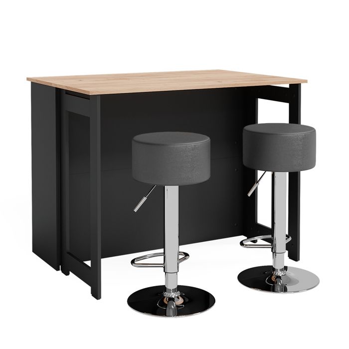 Set de tables de bar Dominic 116x37cm avec 2 tabourets de bar Chêne de force doré/Anthracite Vicco 41543 Set de tables de bar Dominic 116x37cm avec 2 tabourets de bar Chêne de force doré/Anthracite Vicco 41543