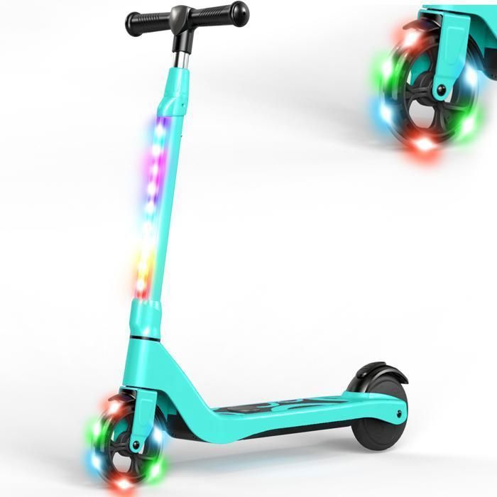Trottinette électrique enfant 6-10 Ans max 10km/h18V/2.6Ahnéons colorés Hauteur Réglables Cadeau idéal Vert
