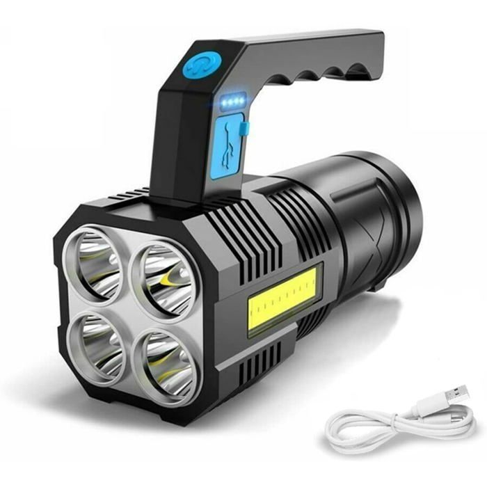Lampe Torche Led Ultra Puissante Rechargeable COB lampe de poche de travail étanche et 4 modes lampe torche durgence portable