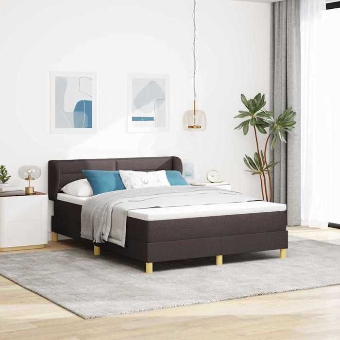 vidaXL Lit à ressorts avec matelas Marron foncé 140 x 200 cm tissu 3340153