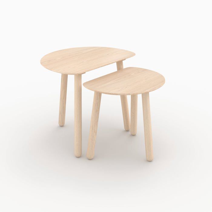Tables gigognes en bois de frêne effet blanchi - Montaine - Maison Pavane