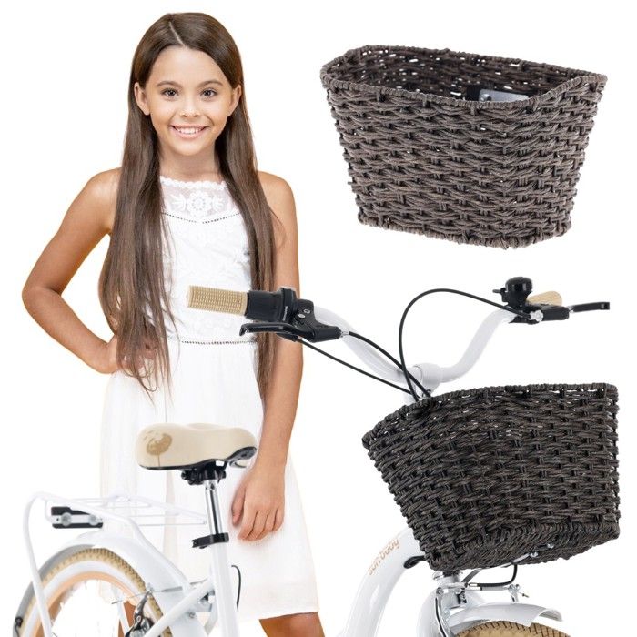 Panier Vélo Rétro En Osier Tressé (simili) - Fixation Guidon - Rangement