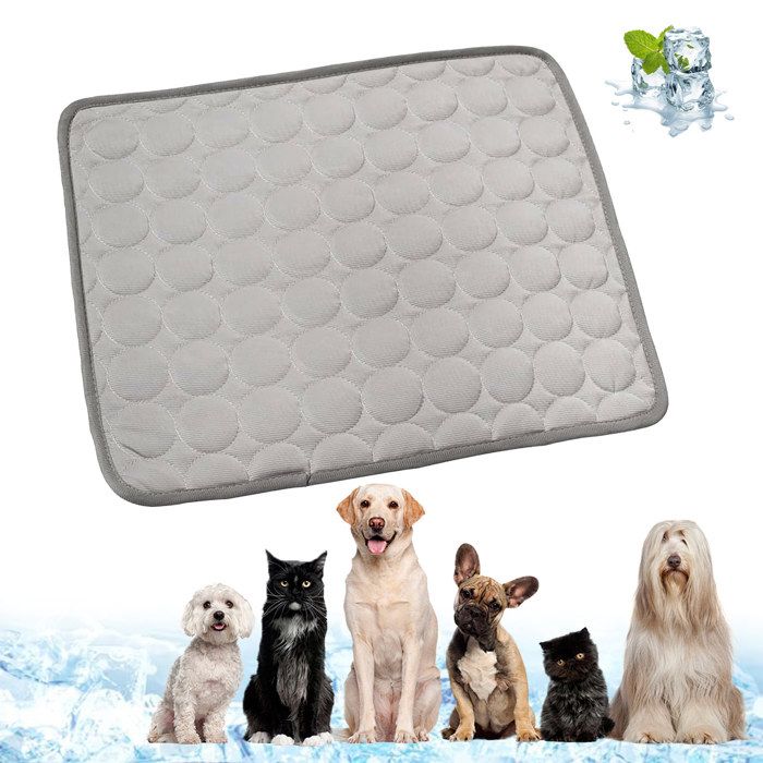 Meilleurs prix pour Tapis Rafraîchissant Chat Gris M 62x50cm Coussin Été Auto-Refroidissant Pour Petit Chien Chat – Tissu Oxford Étanche et Pliable