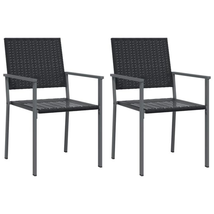 (SOLDES JUILLET)Chaises de jardin 2 PCS - UU - Scandinave Fauteuil salon - noir 54x62 5x89 cm résine tressée FR1364098