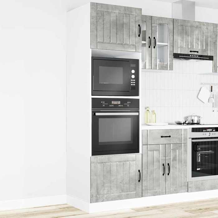 SOLOMOON@ Colonne cuisine - Armoires de four 2 pcs Kalmar gris béton bois dingénierie FR 606